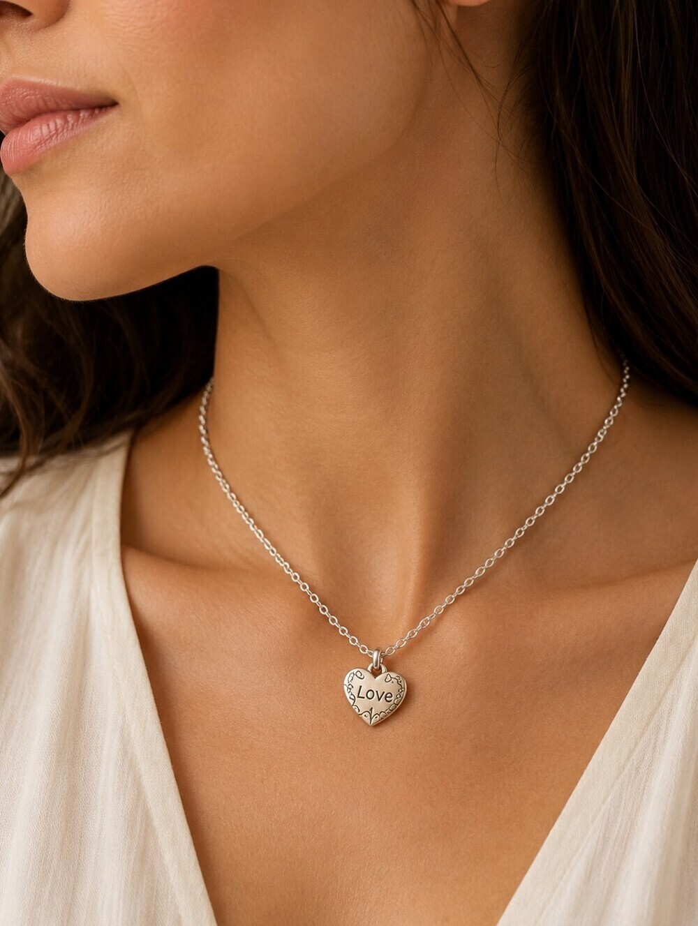 BRIGHTON Dainty Love Heart Pendant Chain Necklace